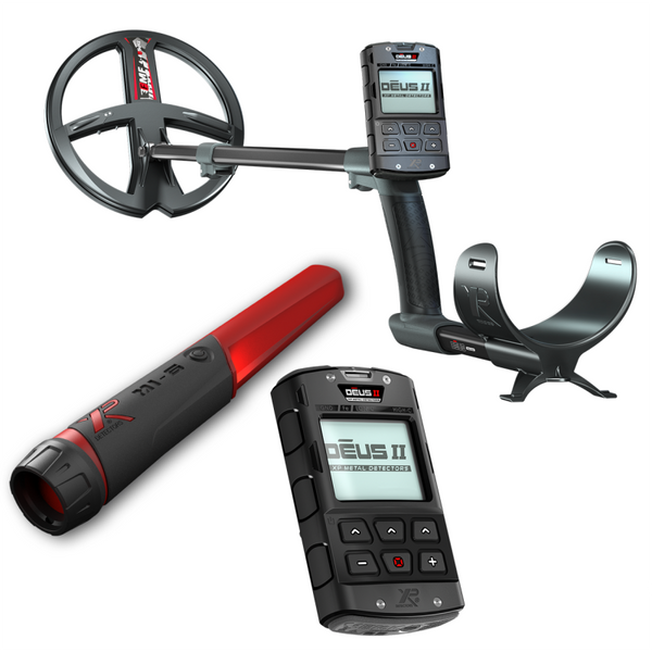 XP DEUS 2 II RC Metalldetektor, Multifrequenz, wählbar 22cm 28cm 34cm Spule  + Gratis XP Mi6 Pinpointer